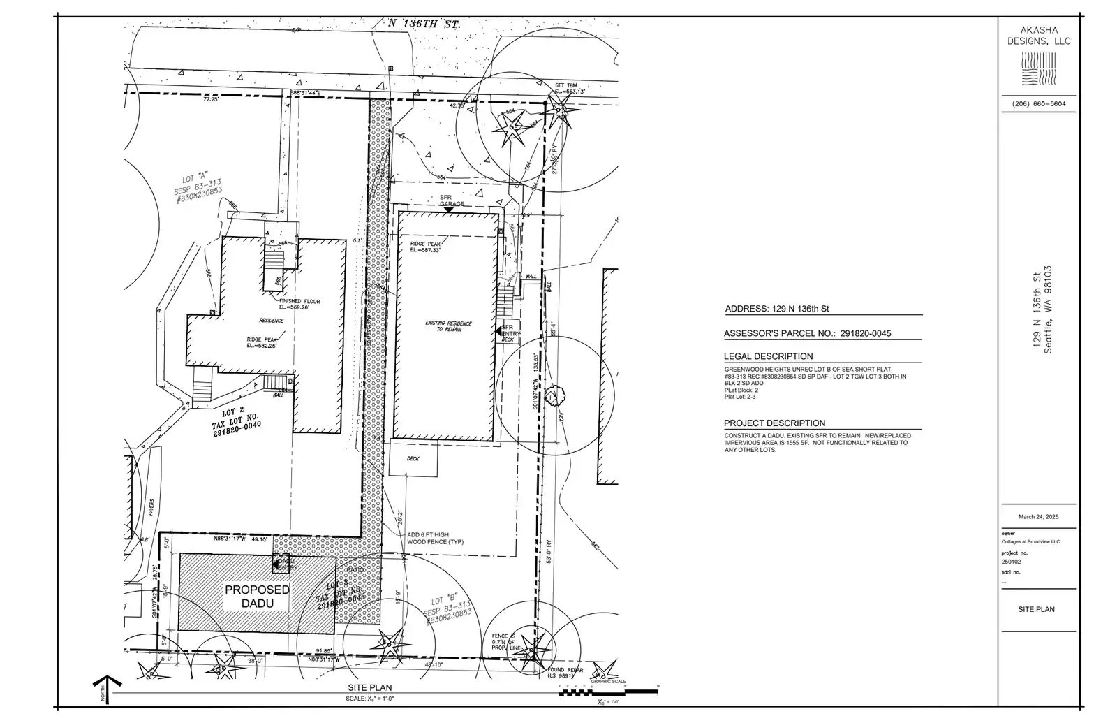 Site plan for 127 N 136th St