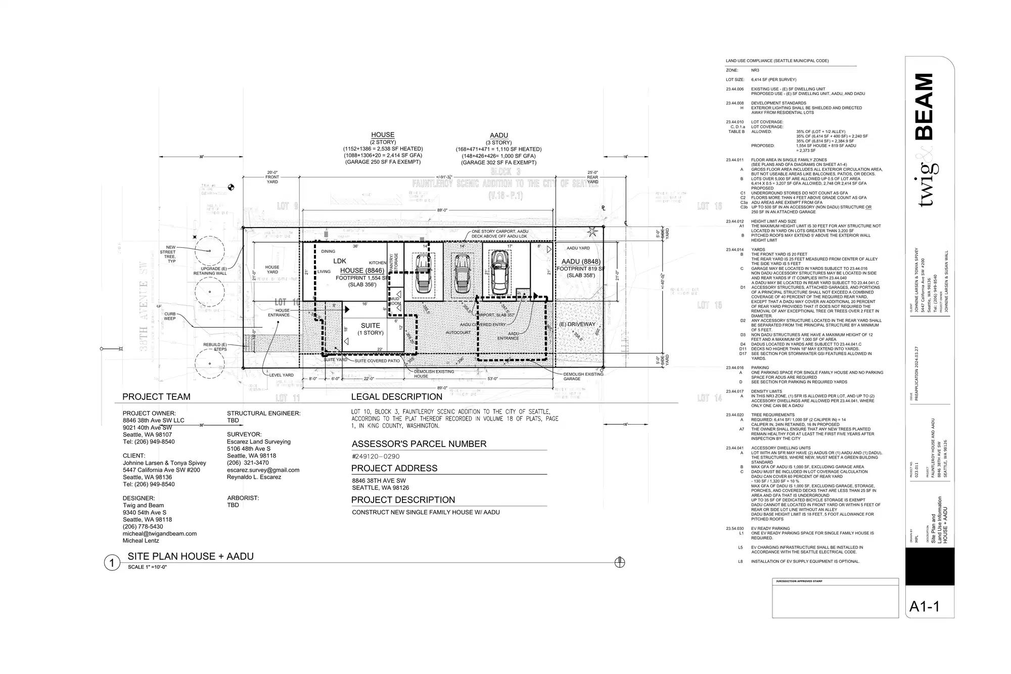 Site plan for 8846 38th Ave SW