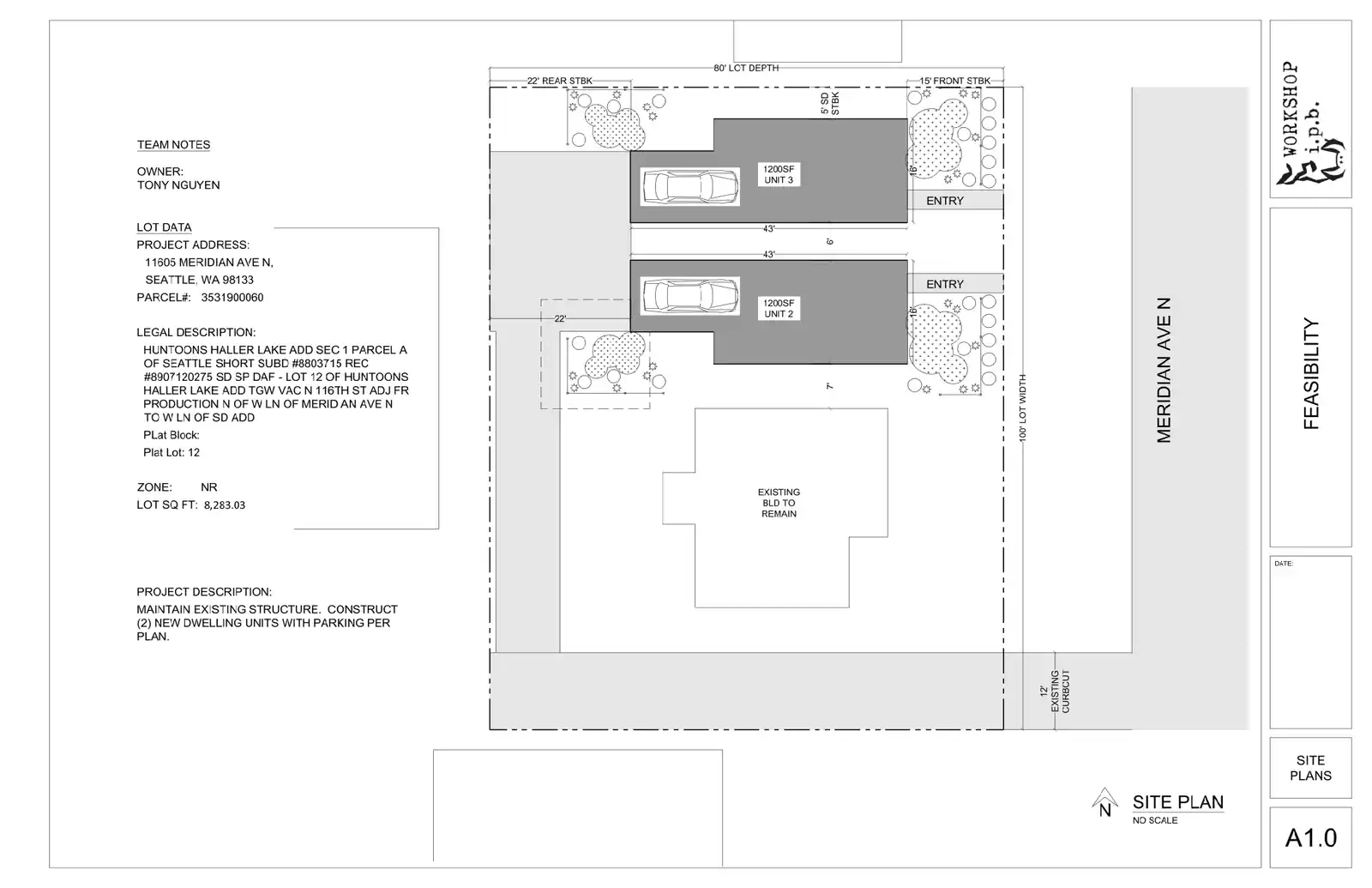 Site plan for 11605 Meridian Ave N