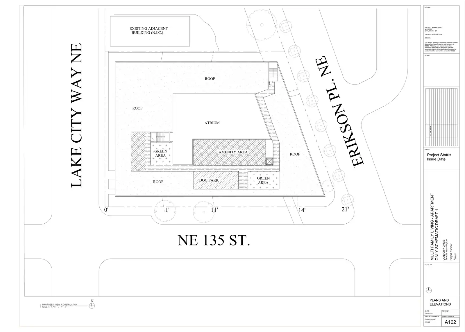 Site plan for 13506 Lake City Way NE