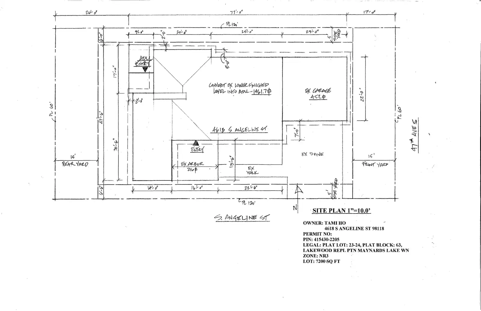 Site plan for 4618 S Angeline St