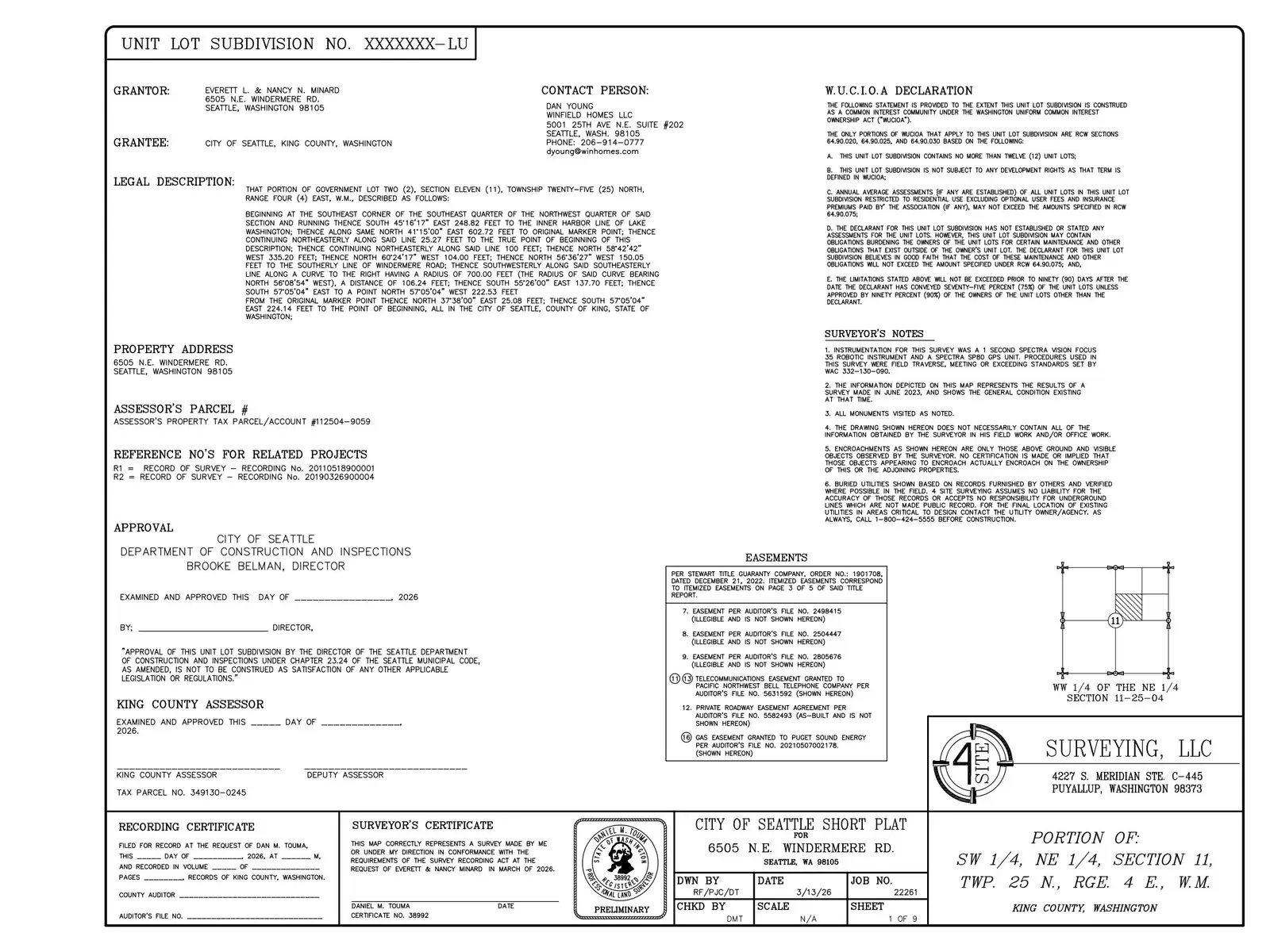Site plan for 6505 NE Windermere Rd