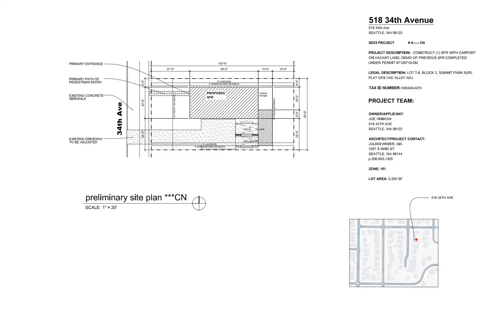 Site plan for 518 34th Ave