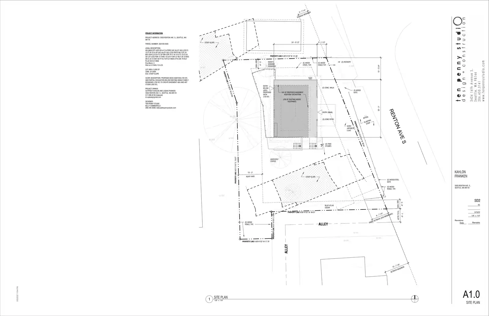 Site plan for 5503 Renton Ave S