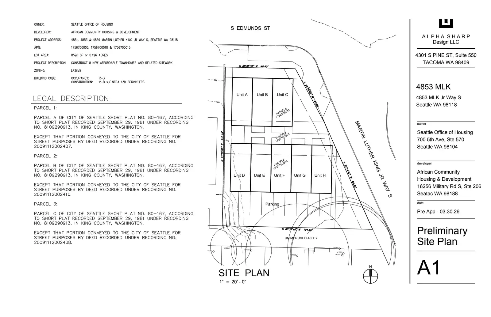 Site plan for 4859 M L King Jr Way S