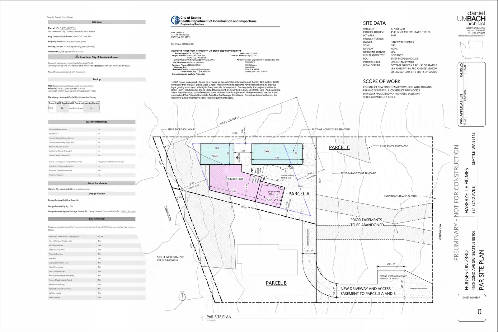 Site plan for 4535 22nd Ave SW