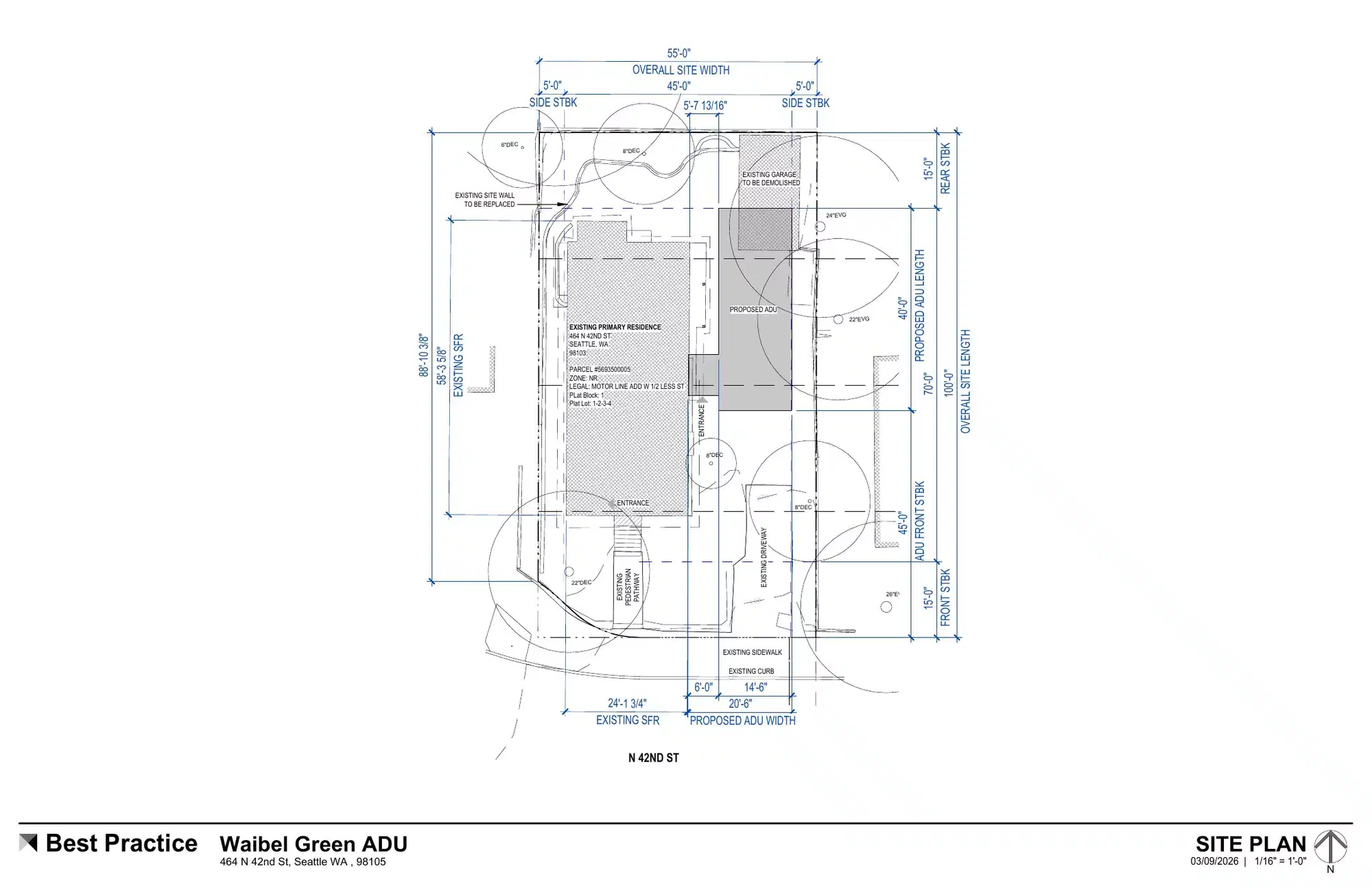 Site plan for 464 N 42nd St