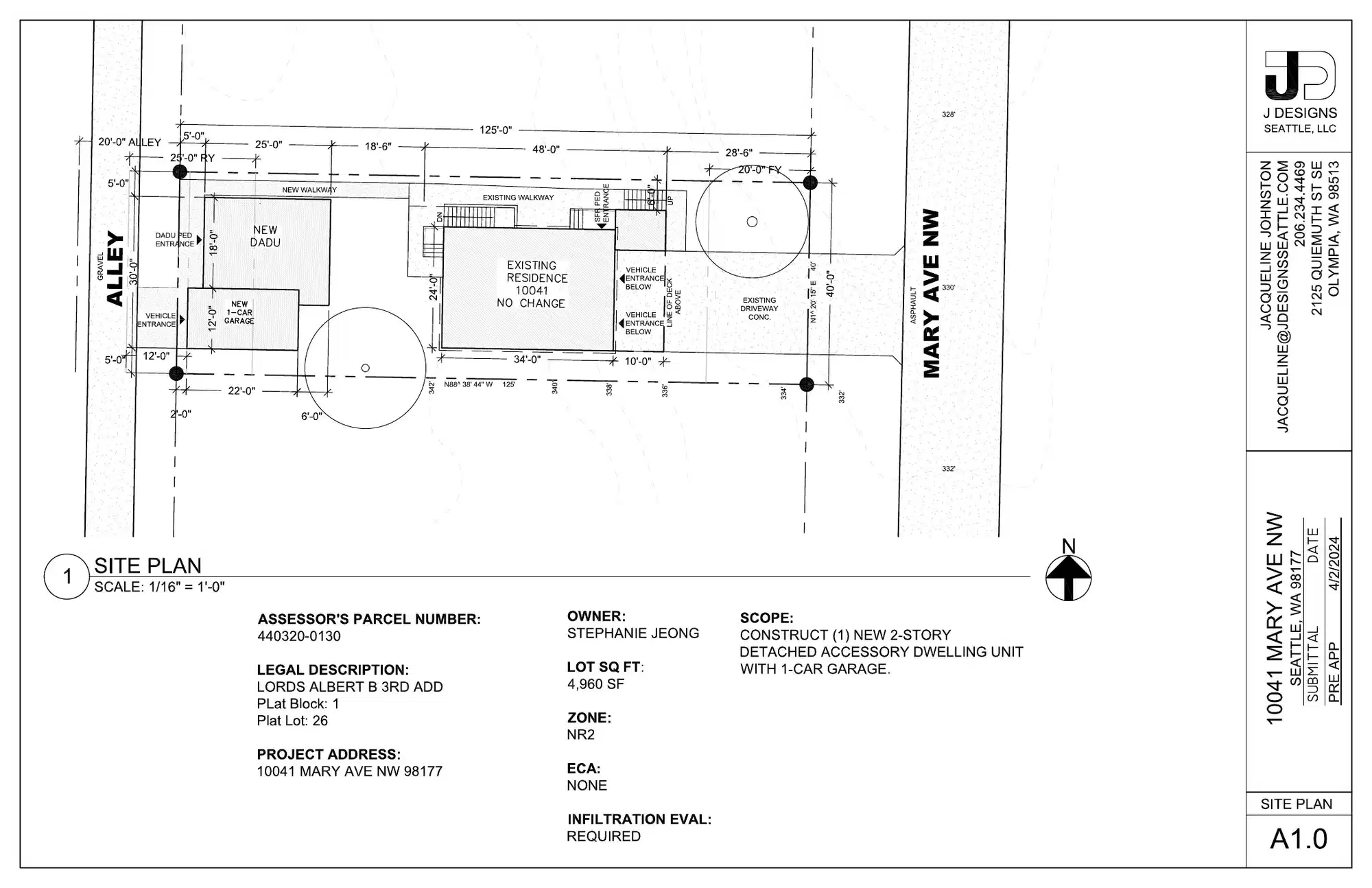 Site plan for 10043 Mary Ave NW