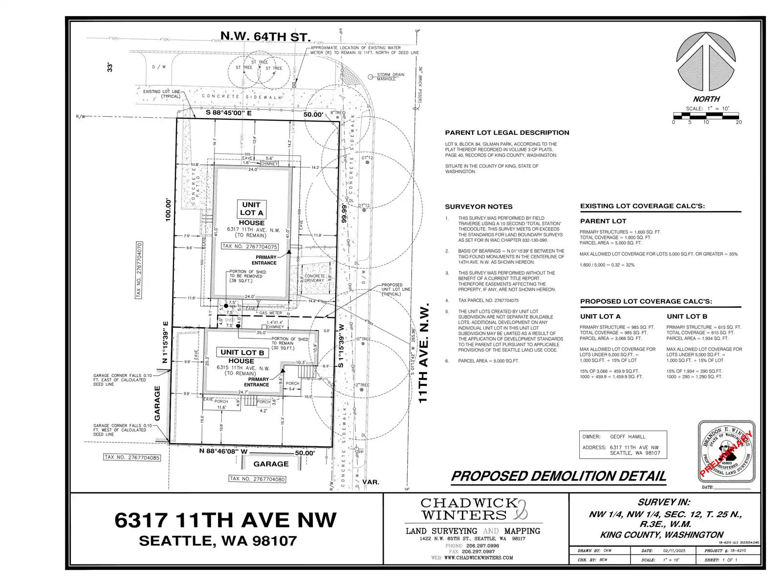 Site plan for 6317 11th Ave NW