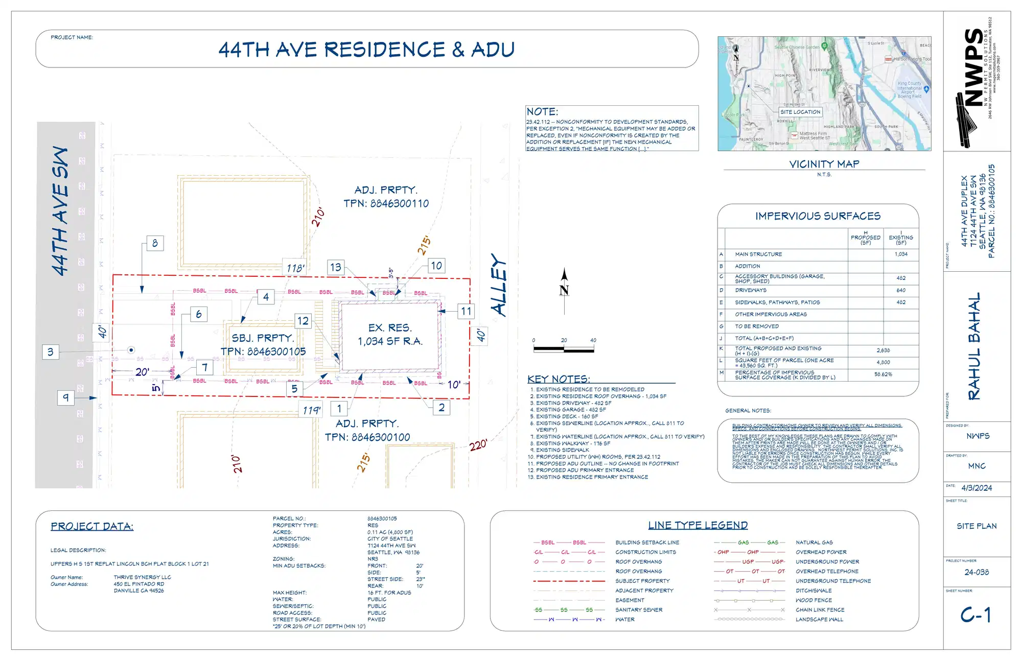 Site plan for 7124 44th Ave SW