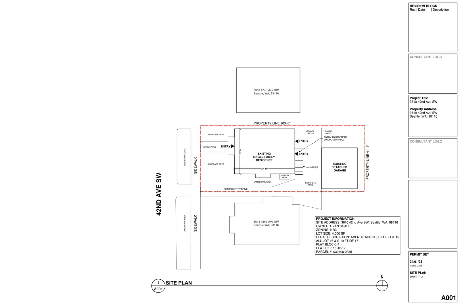 Site plan for 3610 42nd Ave SW