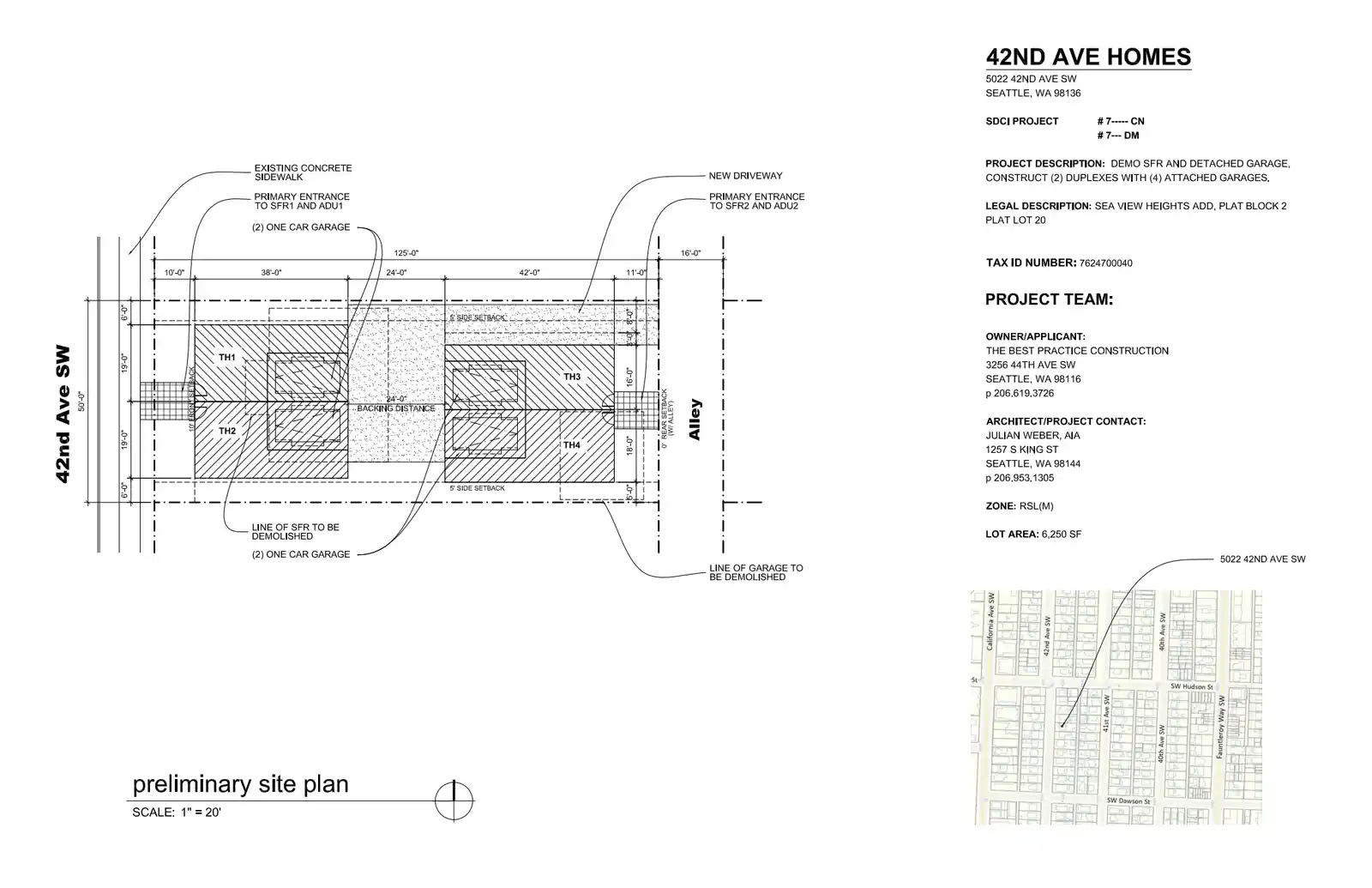 Site plan for 5022 42nd Ave SW