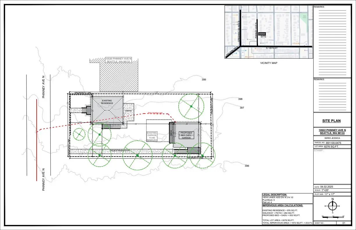 Site plan for 10522 Phinney Ave N