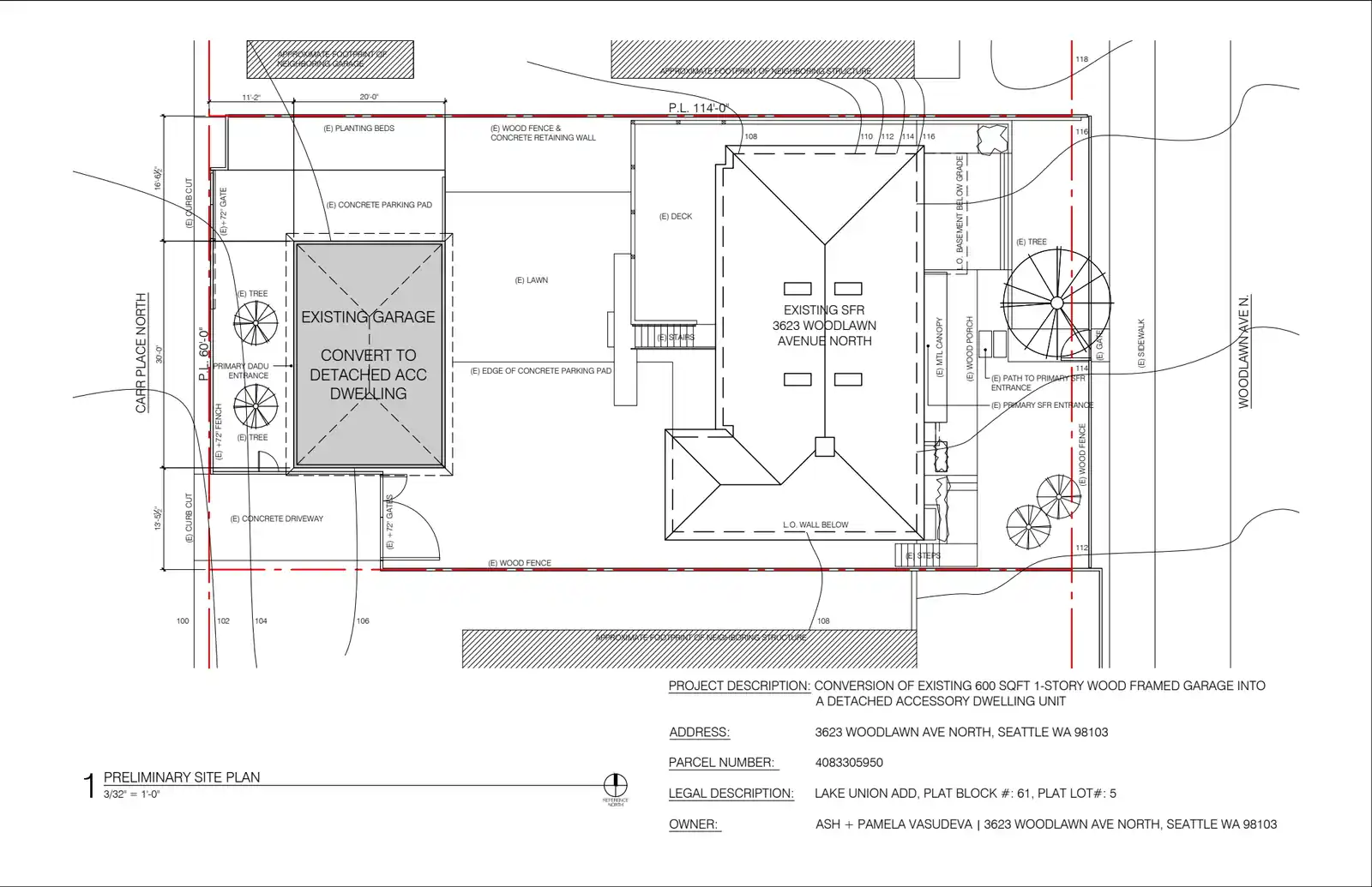 Site plan for 3623 Woodlawn Ave N