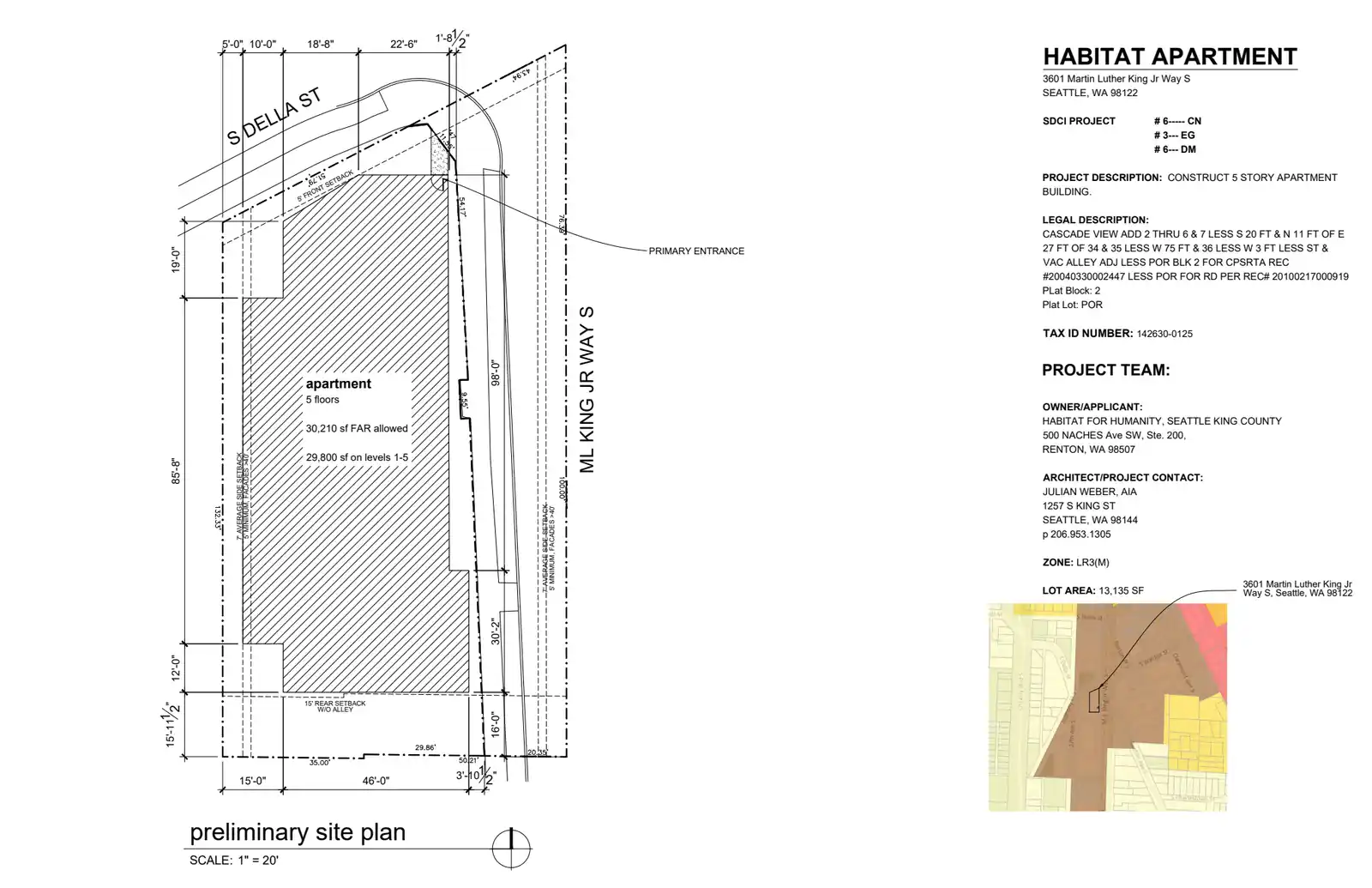 Site plan for 3601 M L King Jr Way S