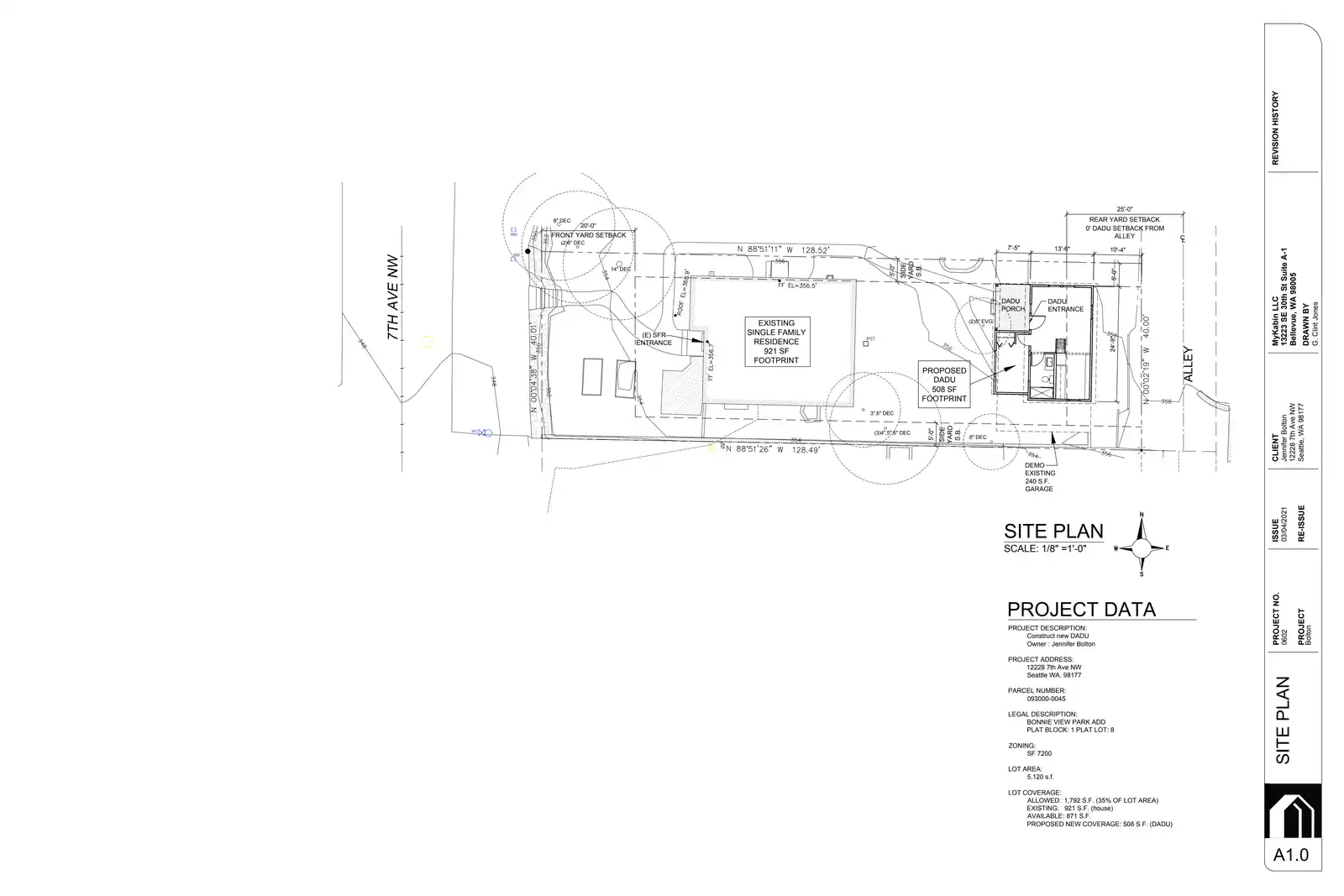 Site plan for 12228 7th Ave NW