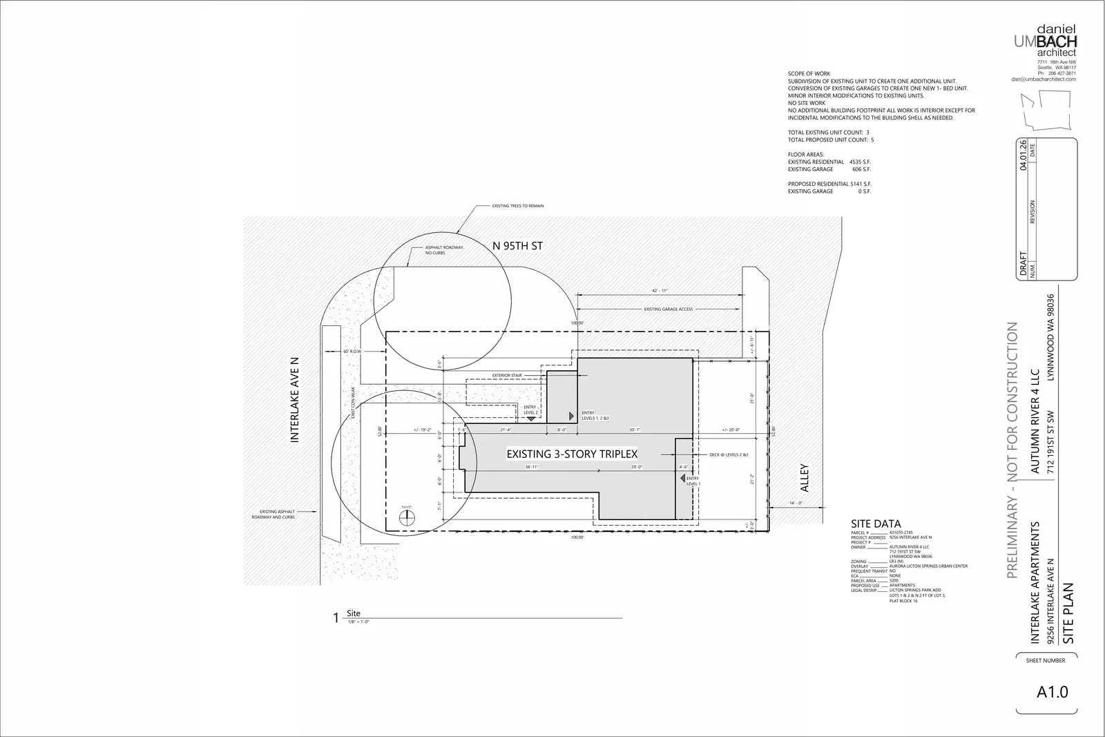 Site plan for 9256 Interlake Ave N