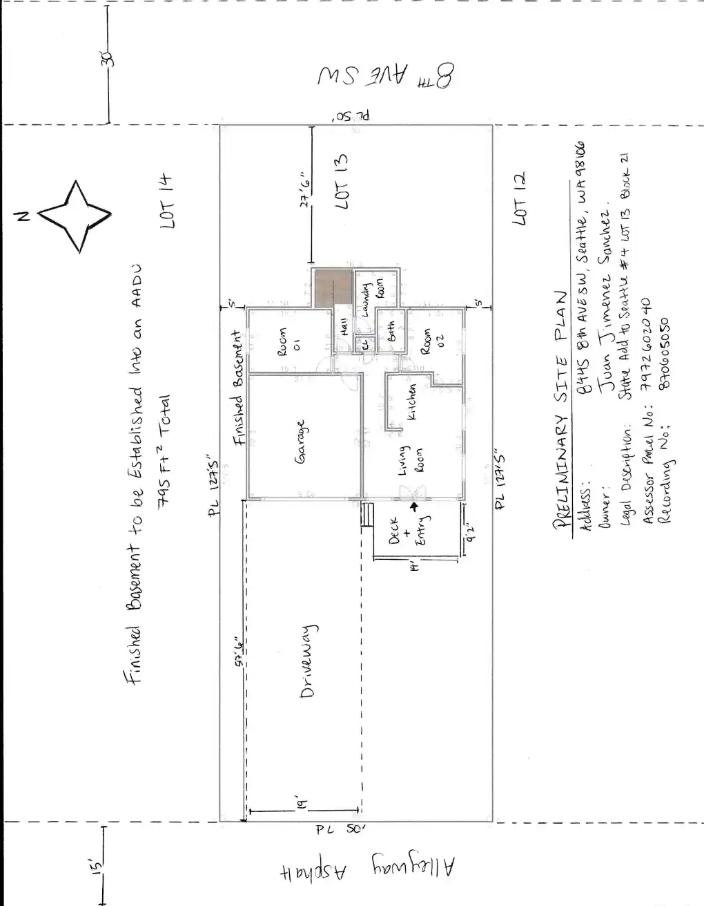 Site plan for 8445 8th Ave SW
