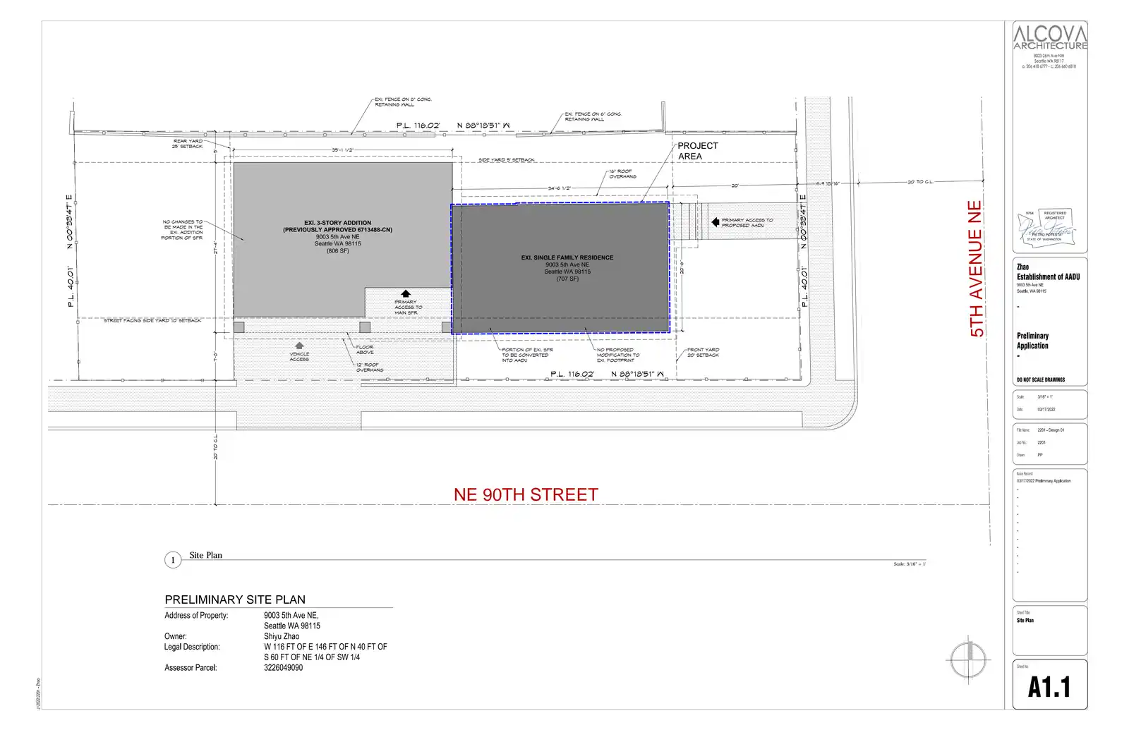 Site plan for 9003 5th Ave NE