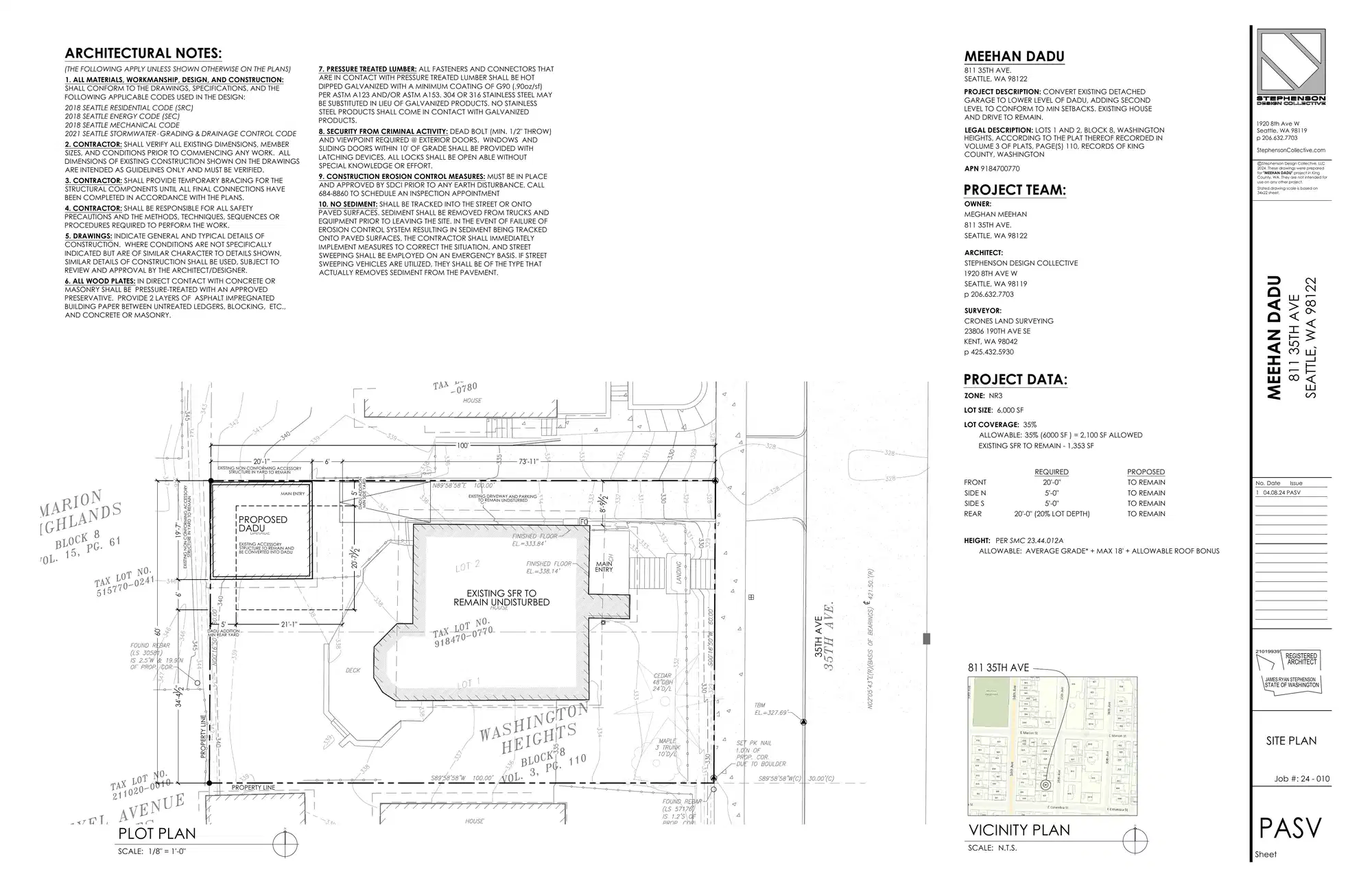 Site plan for 811 35th Ave