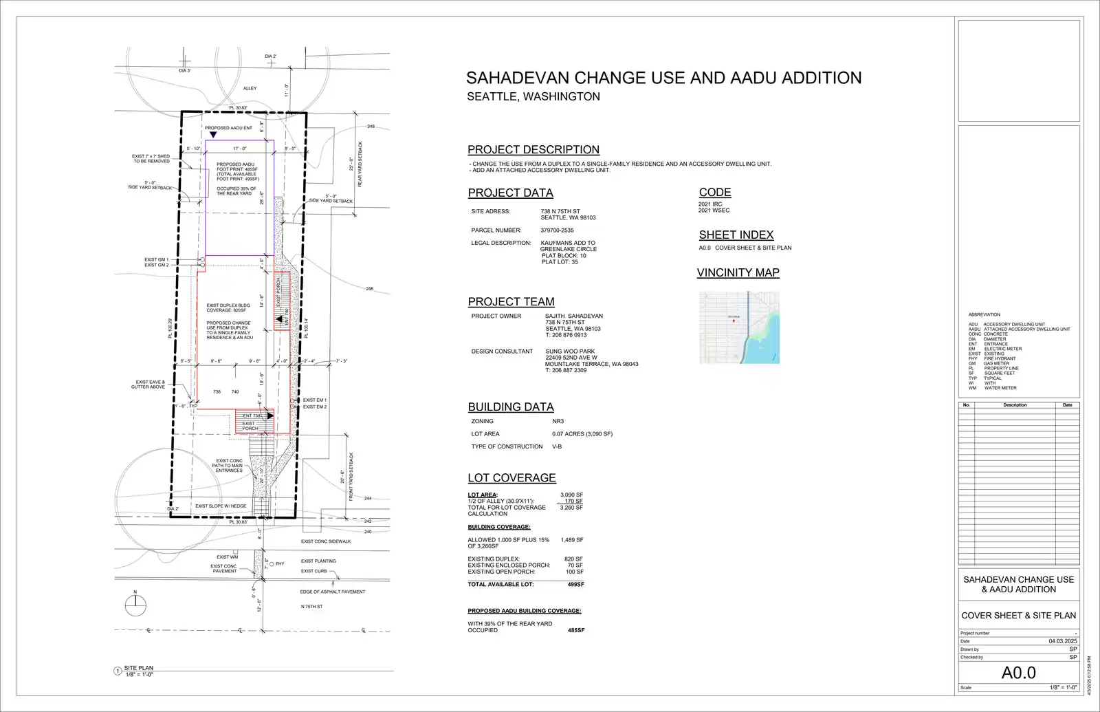 Site plan for 738 N 75th St