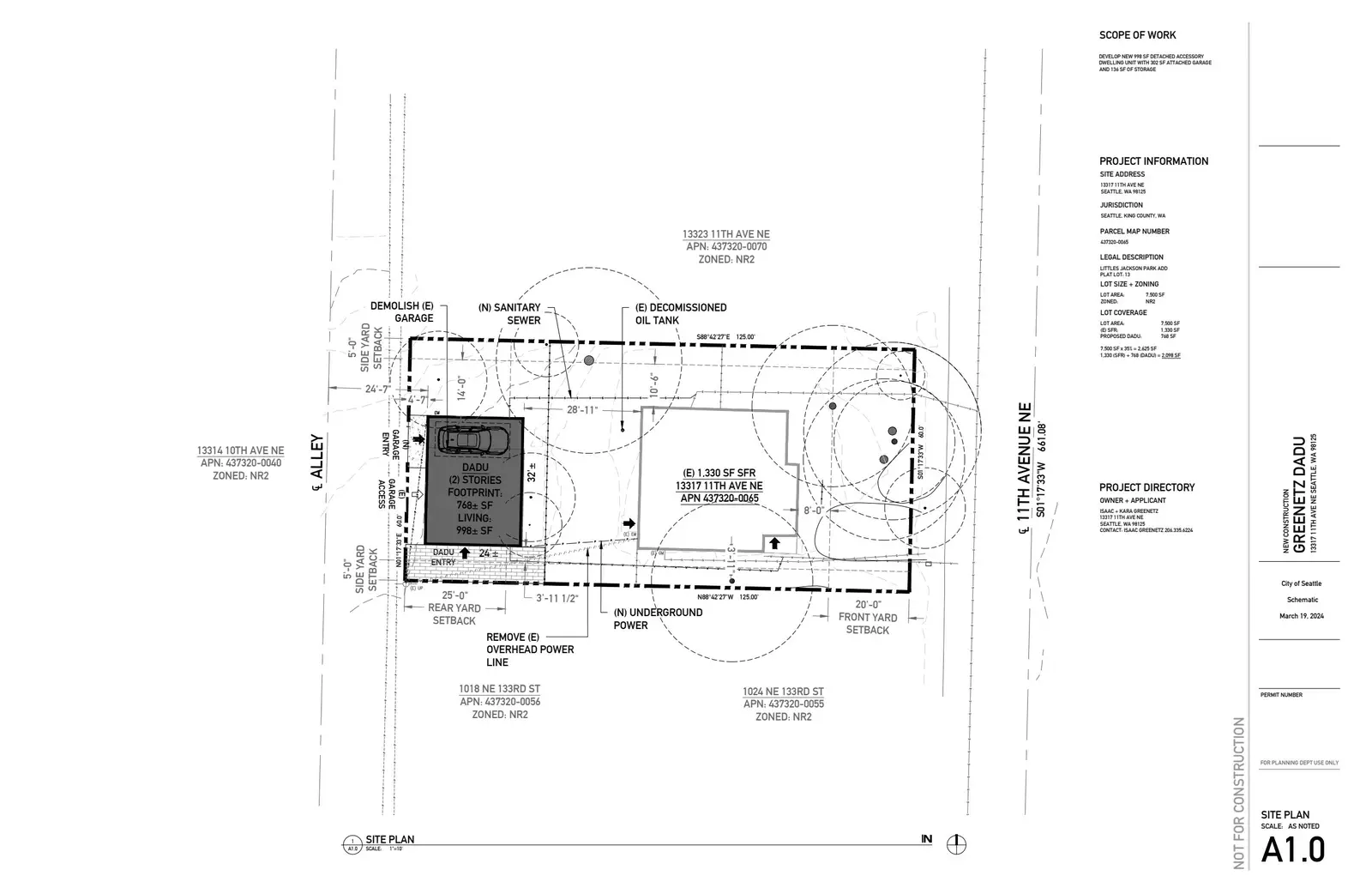 Site plan for 13315 11th Ave NE