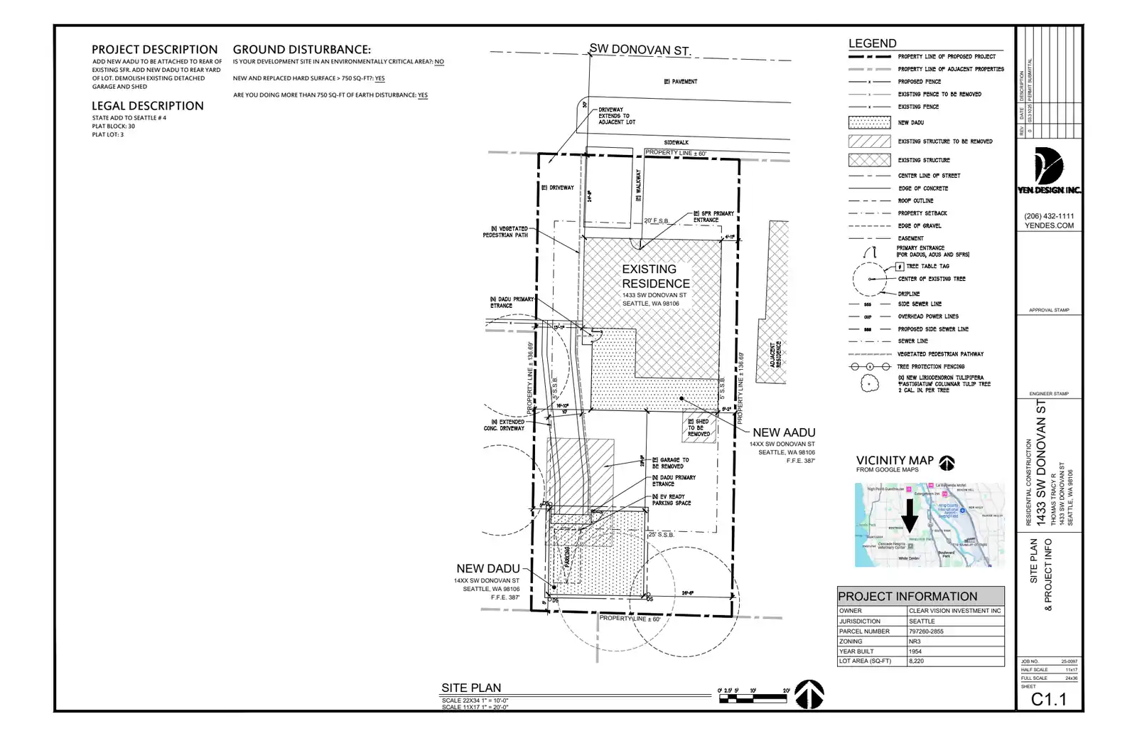Site plan for 1433 SW Donovan St