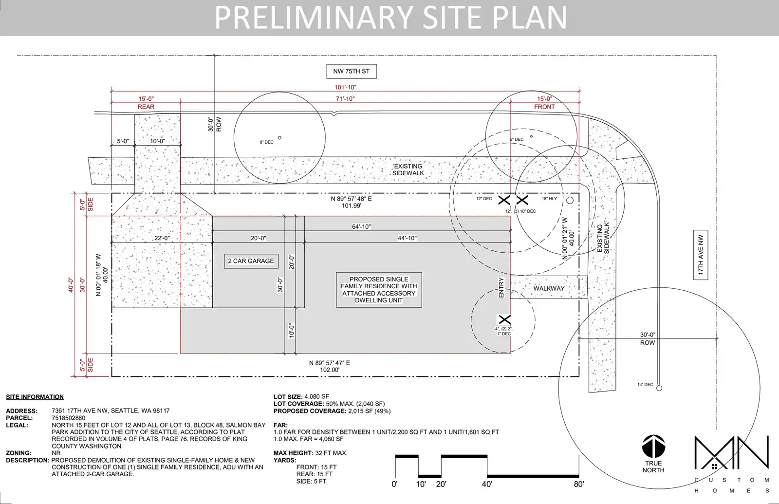 Site plan for 7361 17th Ave NW
