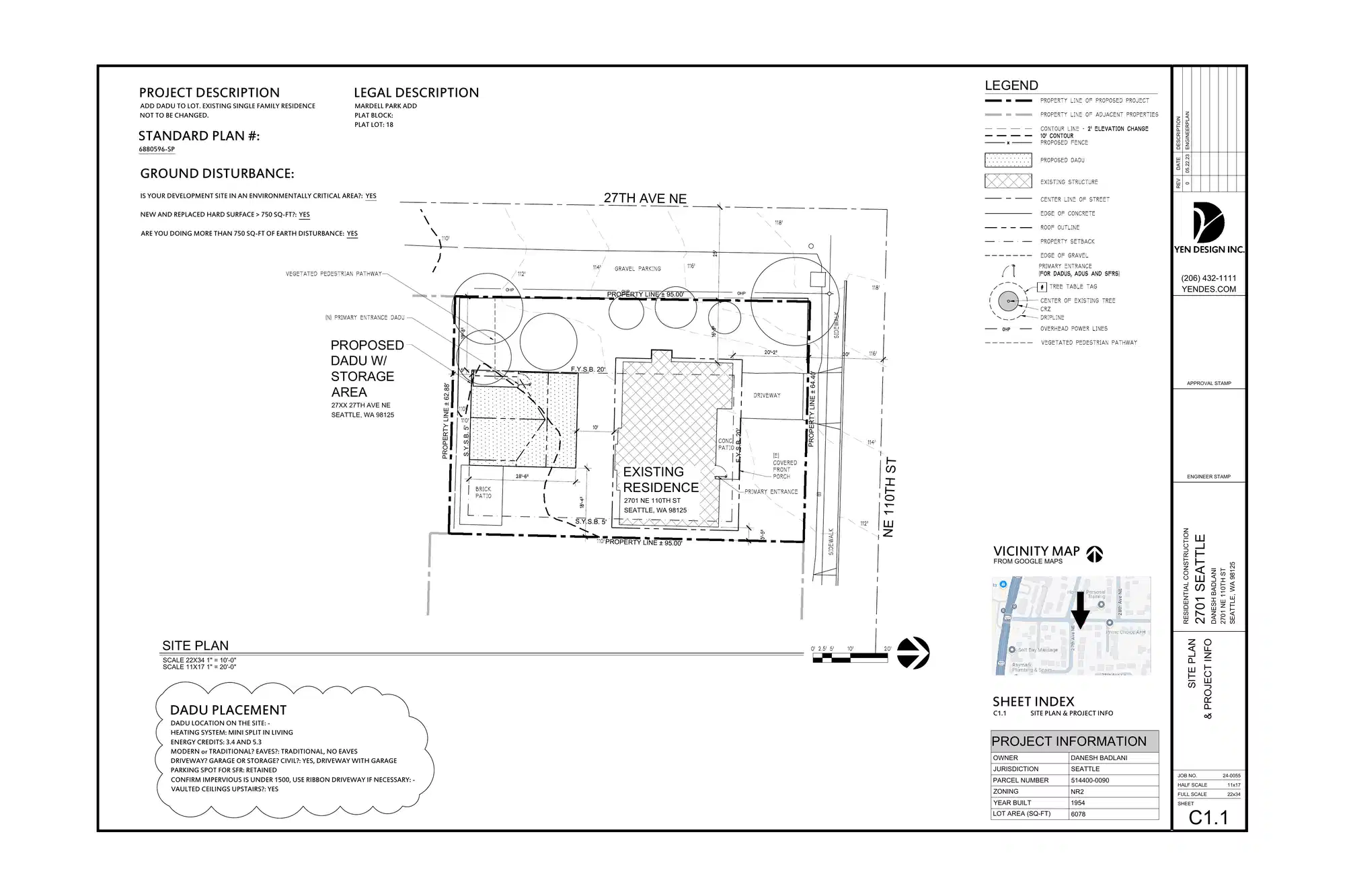 Site plan for 10822 27th Ave NE