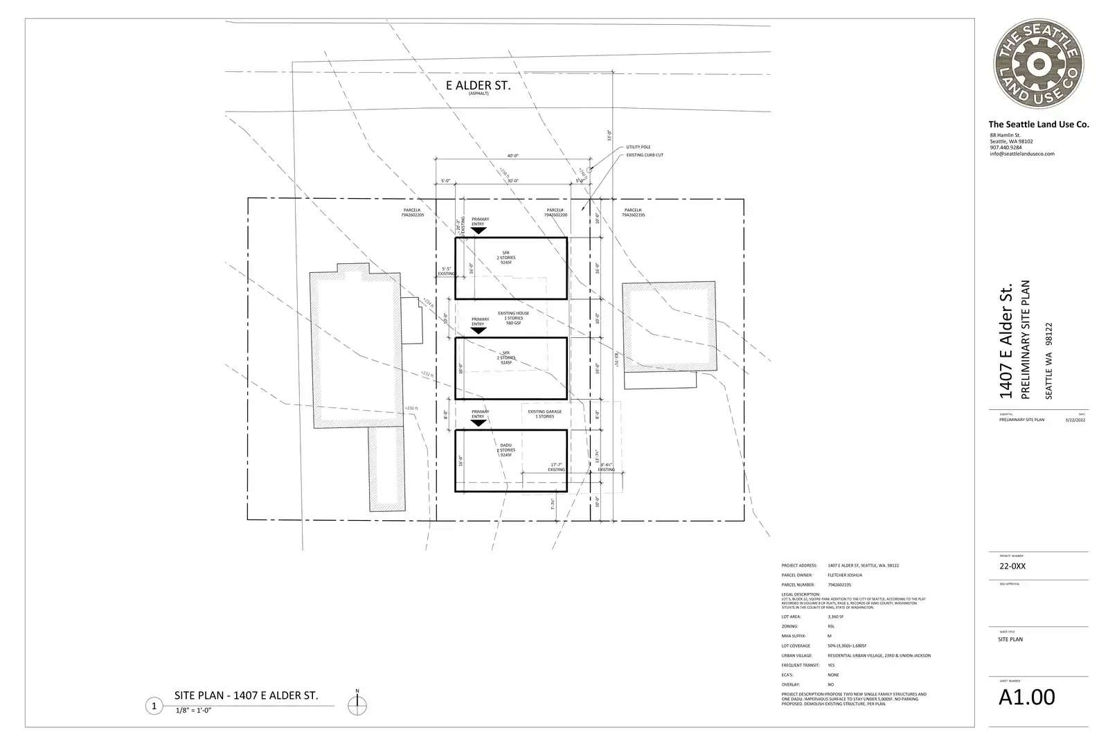 Site plan for 1407 E Alder St