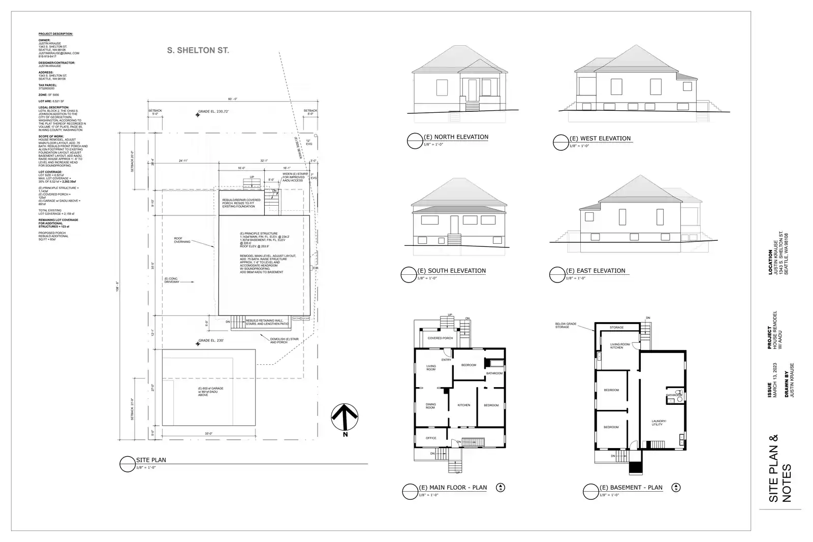 Site plan for 1343 S Shelton St