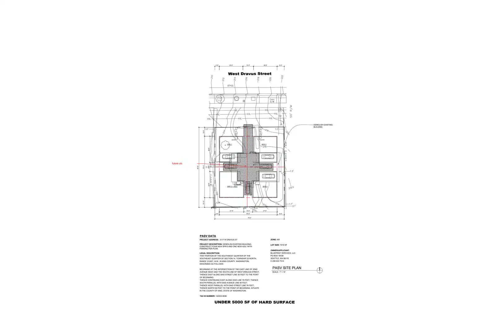 Site plan for 3117 W Dravus St