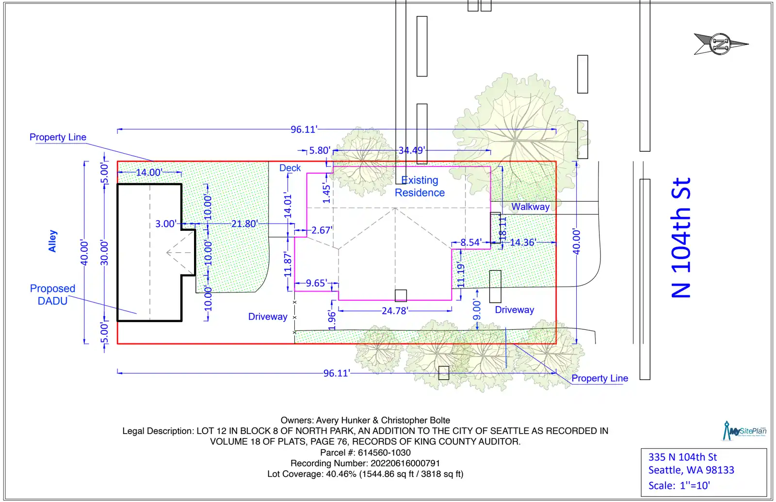 Site plan for 337 N 104th St