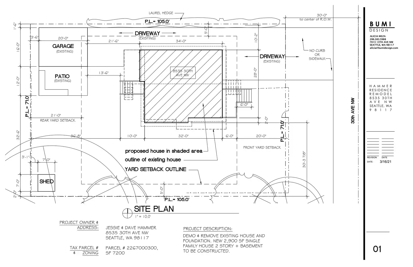 Site plan for 8535 30th Ave NW
