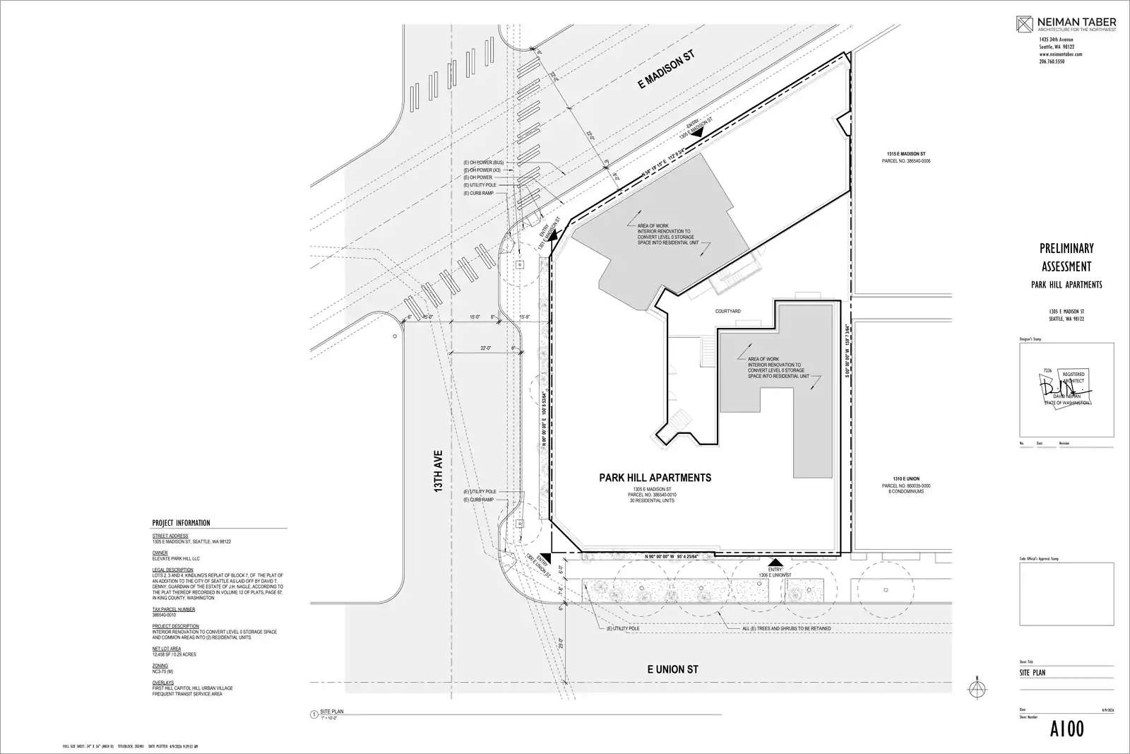 Site plan for 1305 E Madison St