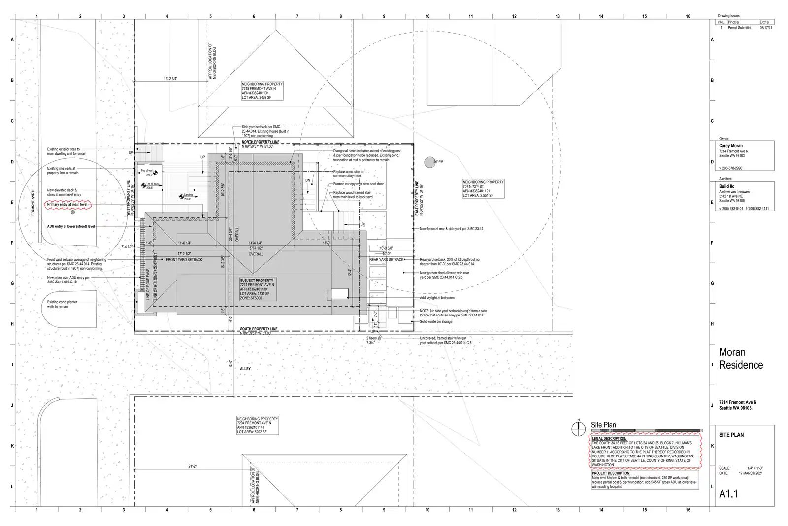 Site plan for 7214 Fremont Ave N