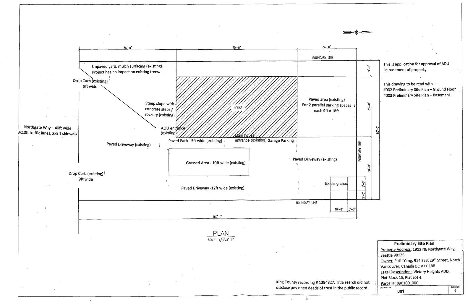Site plan for 1912 NE Northgate Way