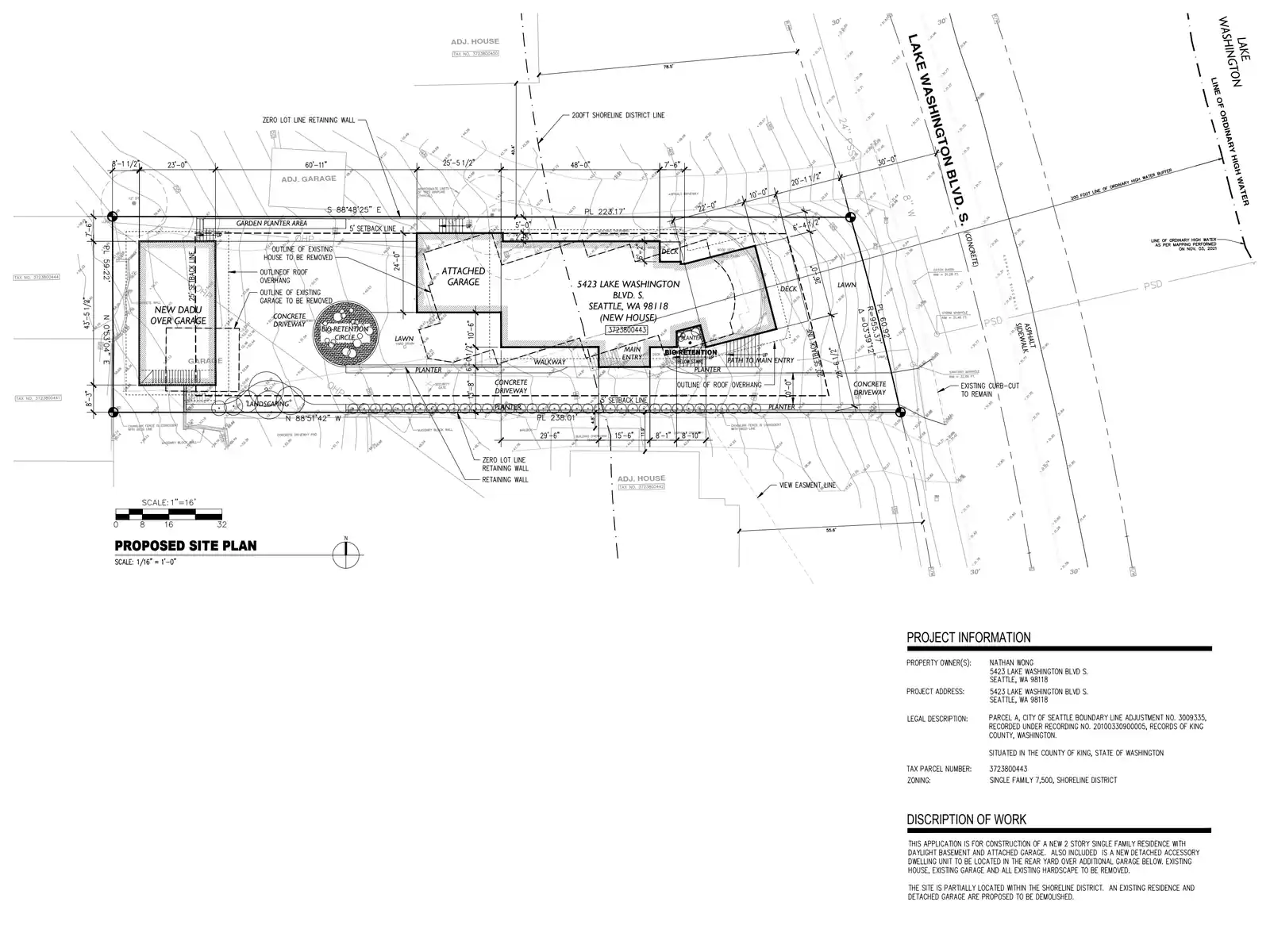 Site plan for 5423 Lake Washington Blvd S