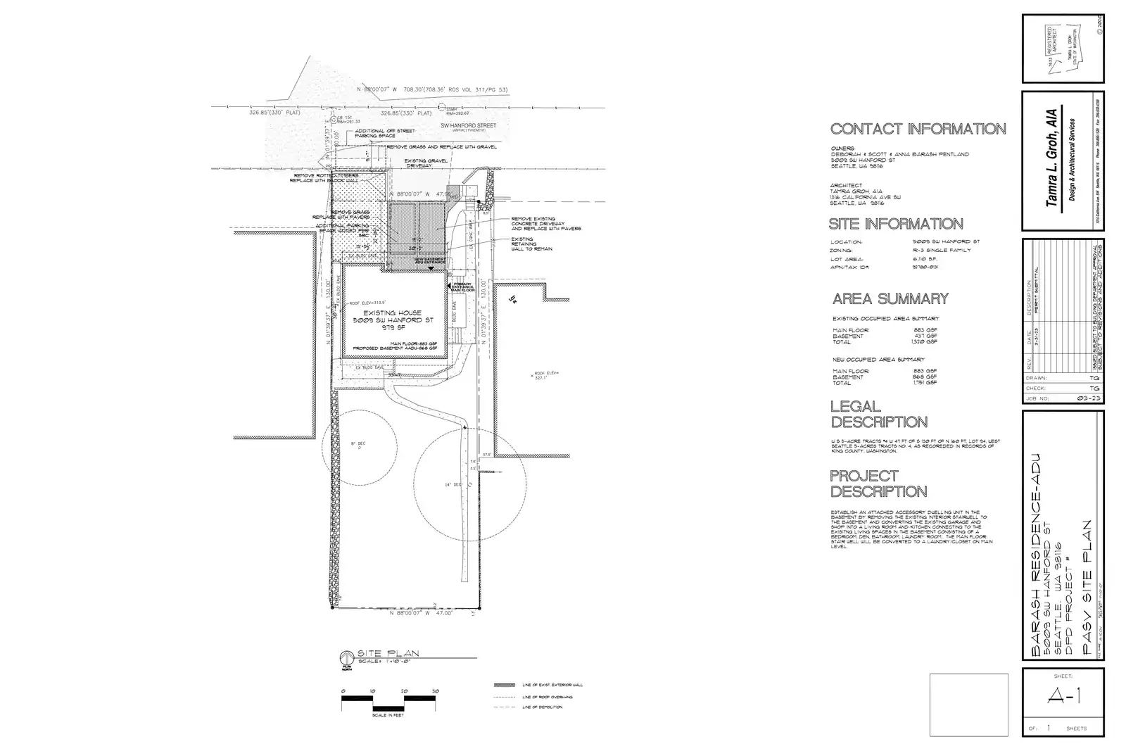 Site plan for 5009 SW Hanford St
