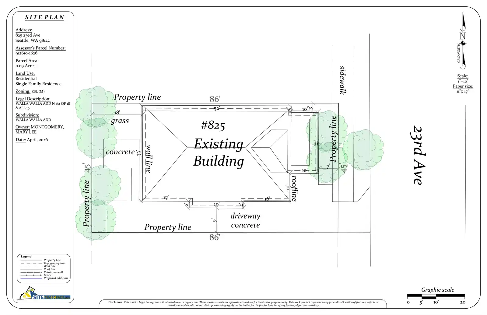 Site plan for 825 23rd Ave