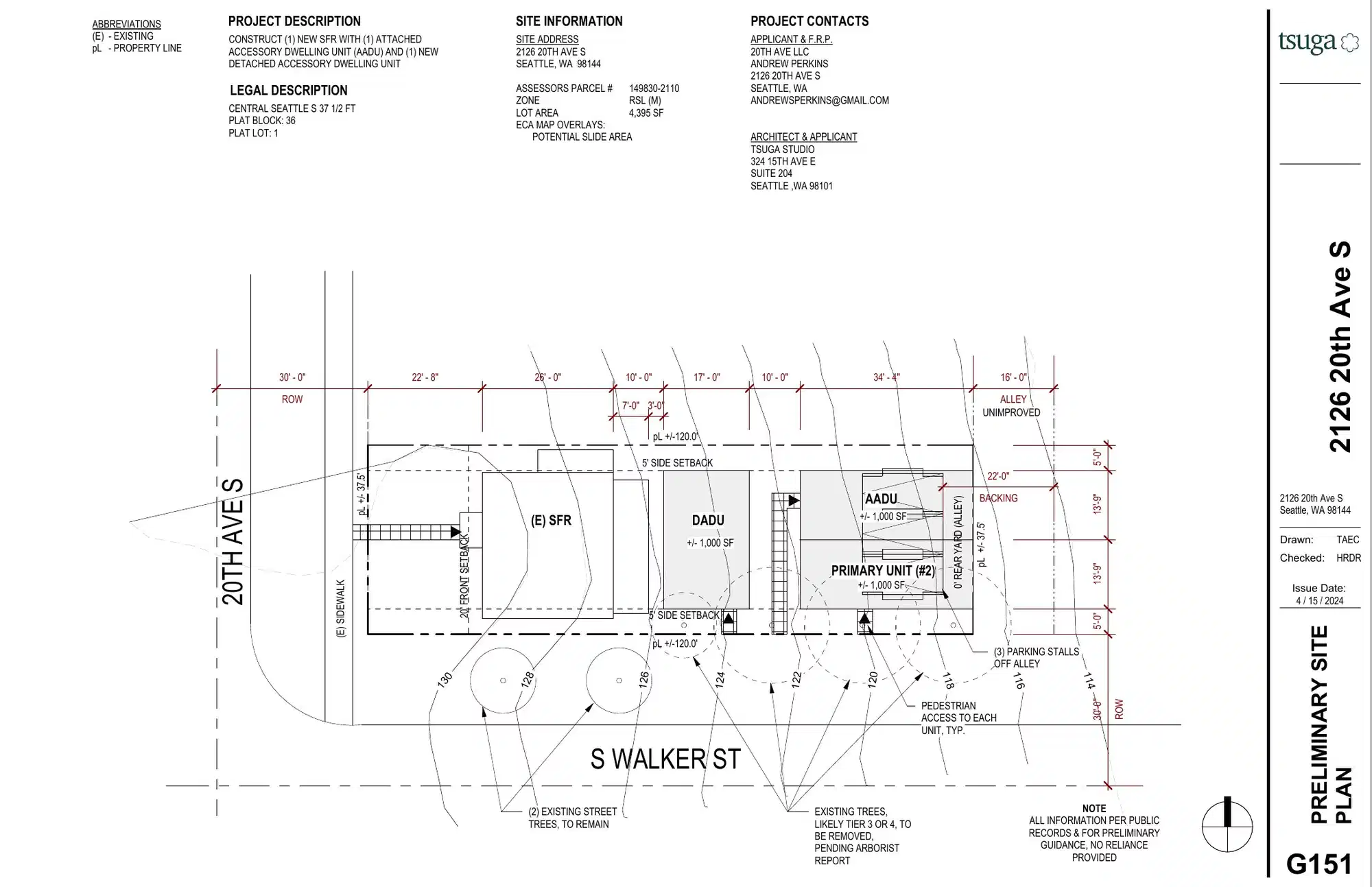 Site plan for 2126 20th Ave S