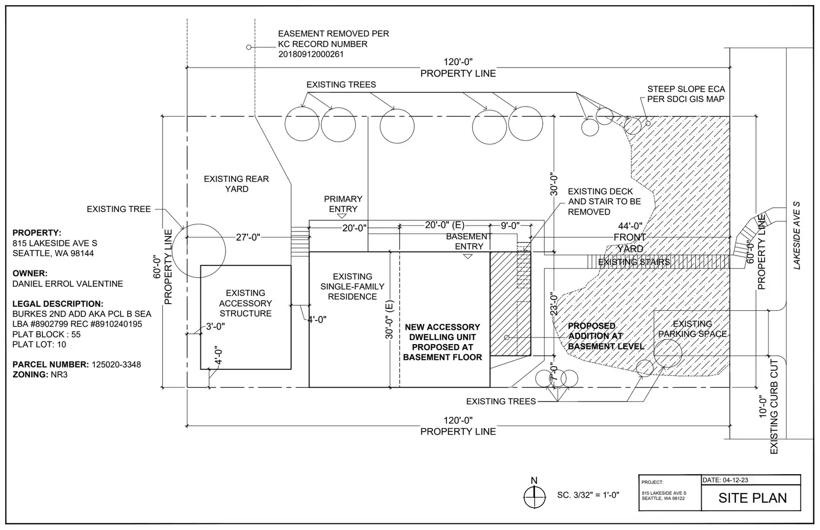 Site plan for 815 Lakeside Ave S