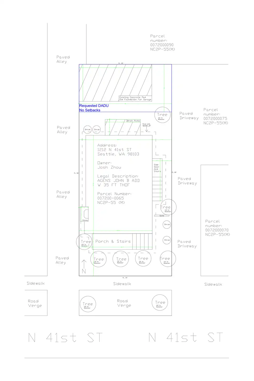 Site plan for 1212 N 41st St