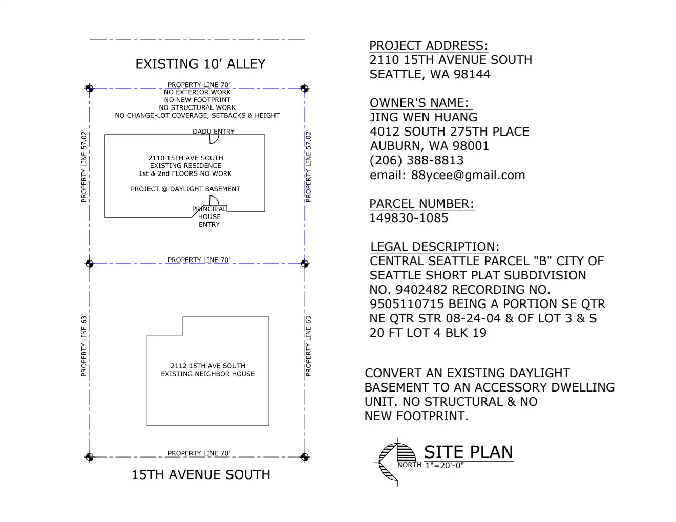 Site plan for 2110 15th Ave S