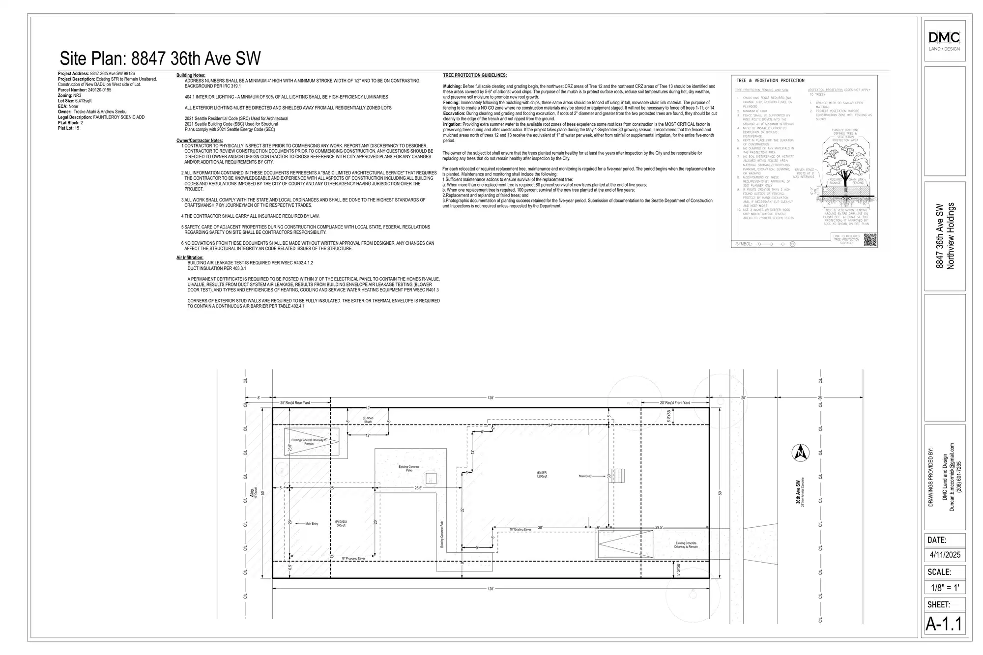 Site plan for 8849 36th Ave SW
