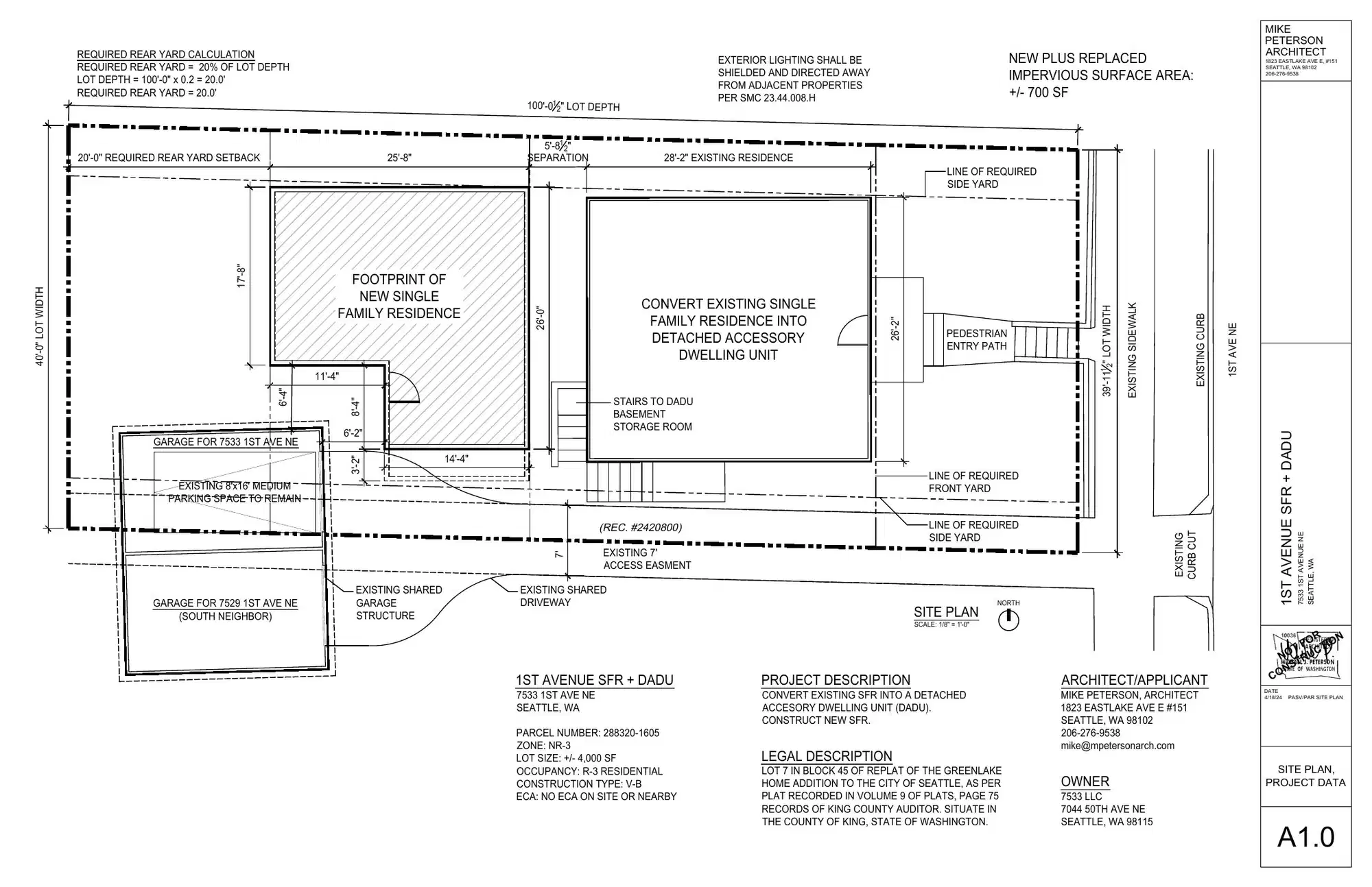 Site plan for 7533 1st Ave NE