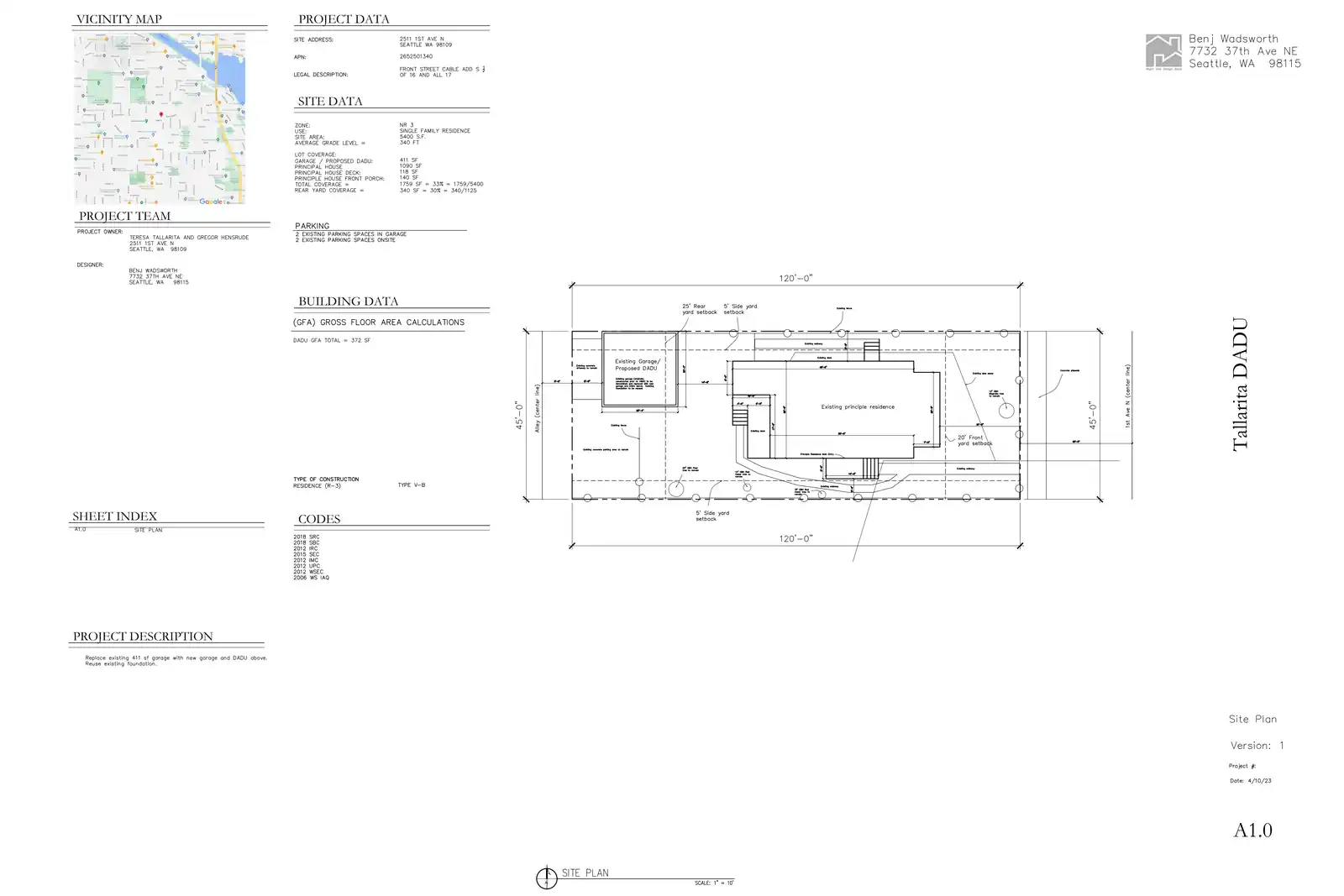 Site plan for 2509 1st Ave N