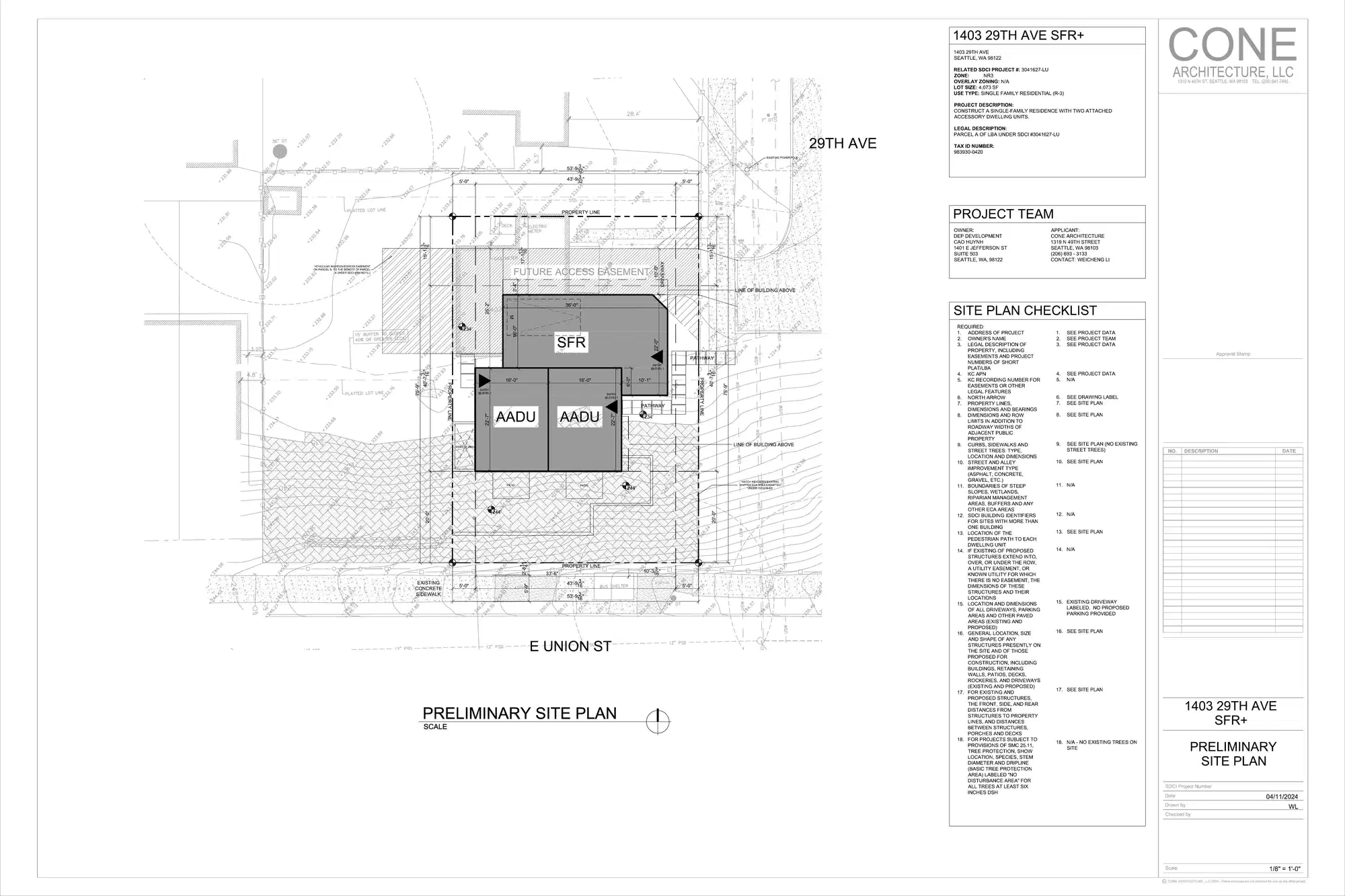 Site plan for 1403 29th Ave
