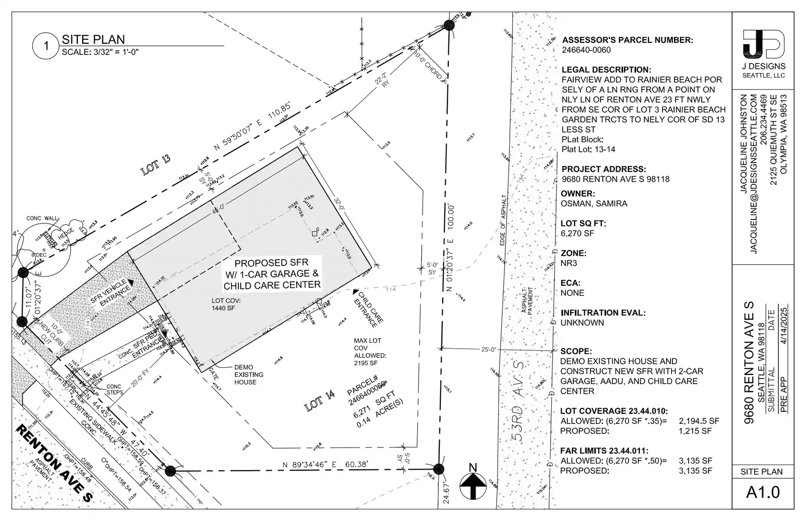 Site plan for 9680 Renton Ave S