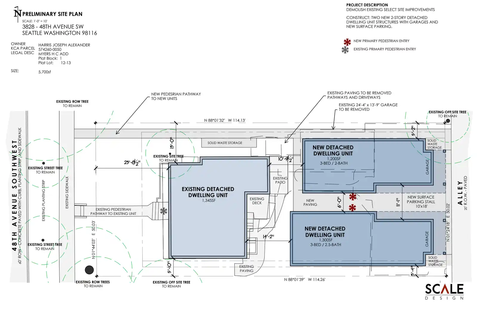 Site plan for 3826 B 48th Ave SW
